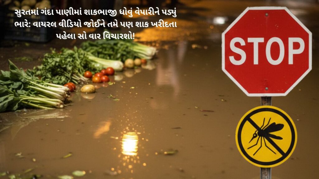 Washing vegetables in dirty water in Surat